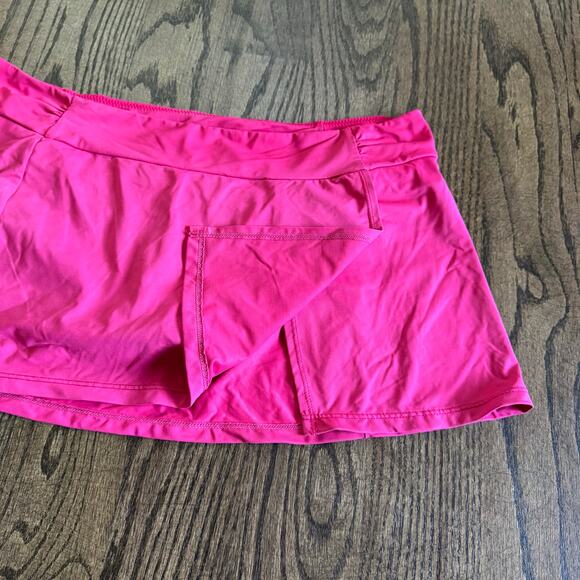 Athleta Womens Solid Pink Swim Skirt Bikini Bottom Attached Brief Size Medium - Picture 3 of 9